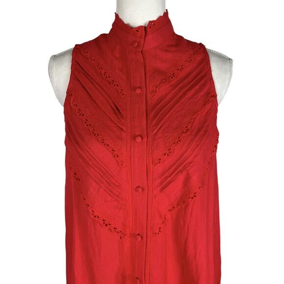 Tuckernuck Pomander Place Dutton Eyelet Sleeveless Mini Dress in Poppy Size XS - Picture 6 of 8